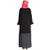 A-Line Frill Abaya- Black-Grey
